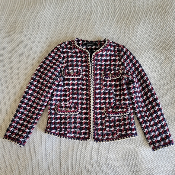 Zara Tweed Jacket Blazer Women S - Picture 5 of 8